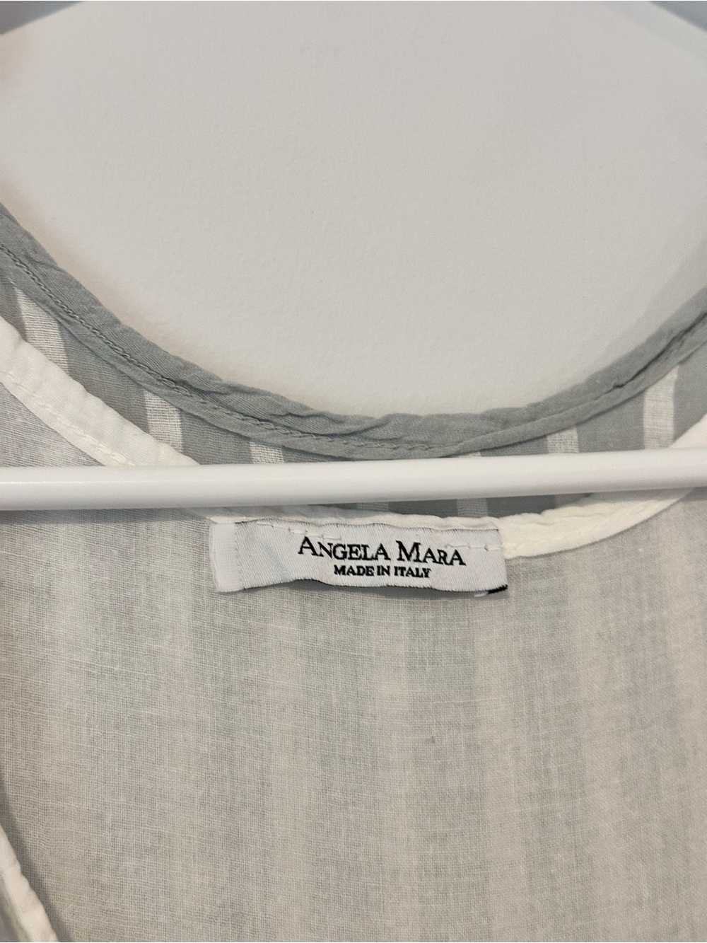Made in Italy Striped Scoop Neck Midi Dress in Light blue/grey 100% Cotton - Picture 7 of 9